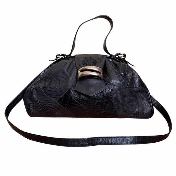 Vtg Sharif Reptile Leather Convertible Doctor Bag - Picture 12 of 12